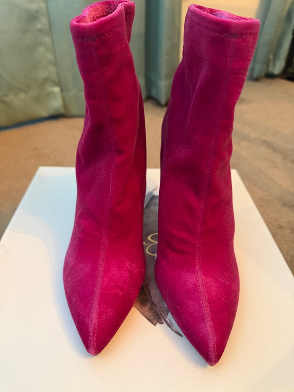 Jessica Simpson Fuchsia Pointed-Toe Sock Booties